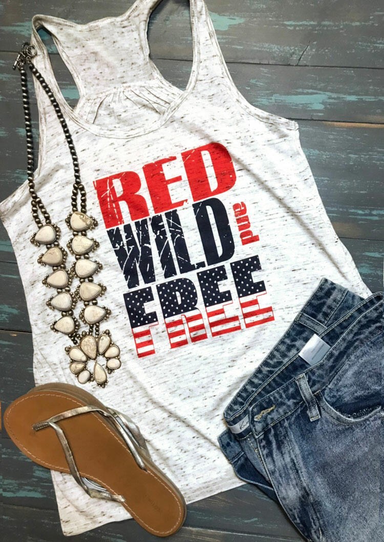 Buy Cheap Red Wild And Free Tank – White | Buy Womens Clothing