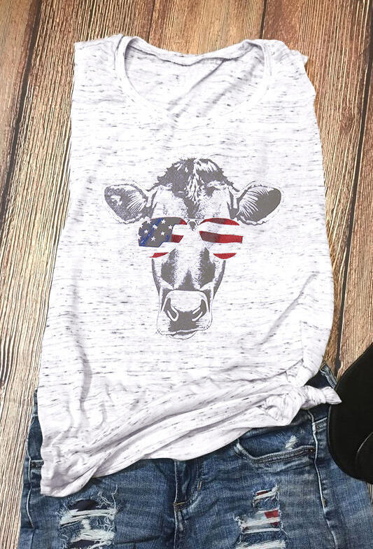 

Cattle American Flag Glasses Tank - Light Grey, 446021