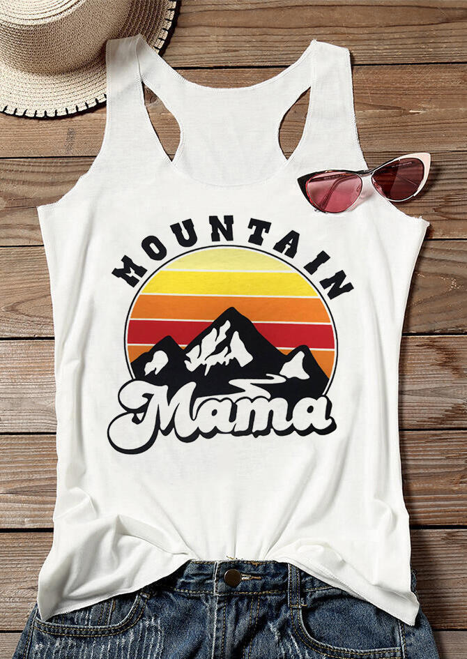 Mountain Mama O-Neck Tank - White