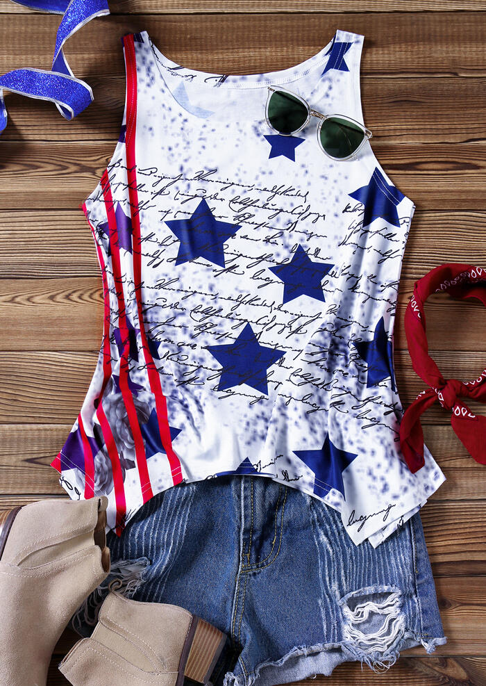 American Flag Irregular Tank - Multicolor