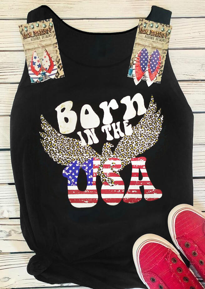 Born In The USA Eagle Tank - Black