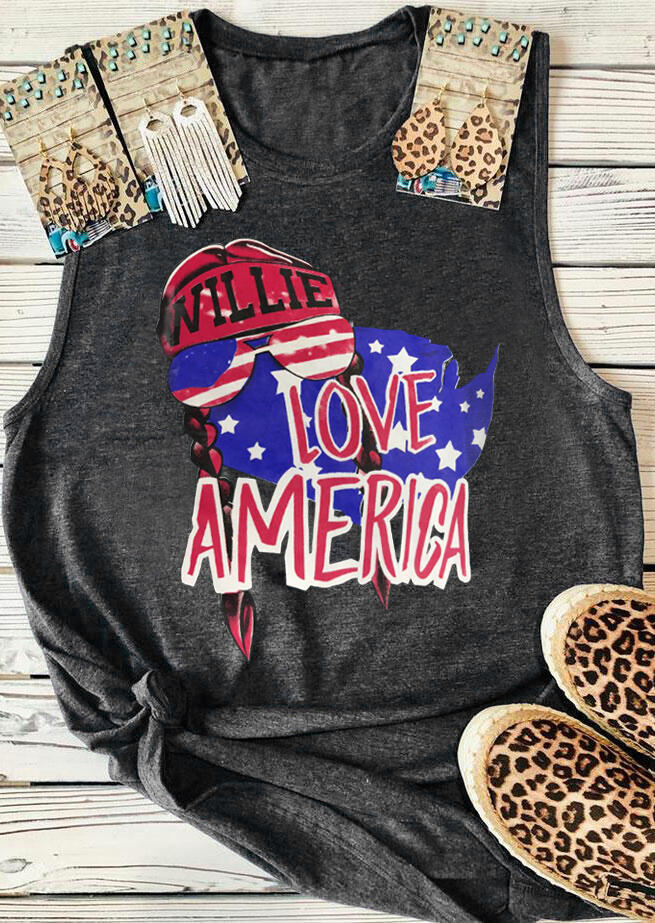 Willie Love America Glasses Tank - Dark Grey