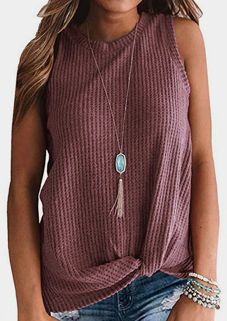 

Solid Twist O-Neck Tank without Necklace - Cameo Brown, 452027