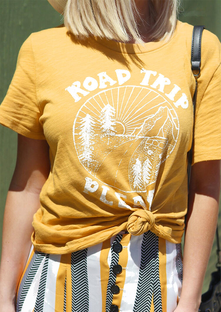 Road Trip Please T-Shirt Tee - Yellow