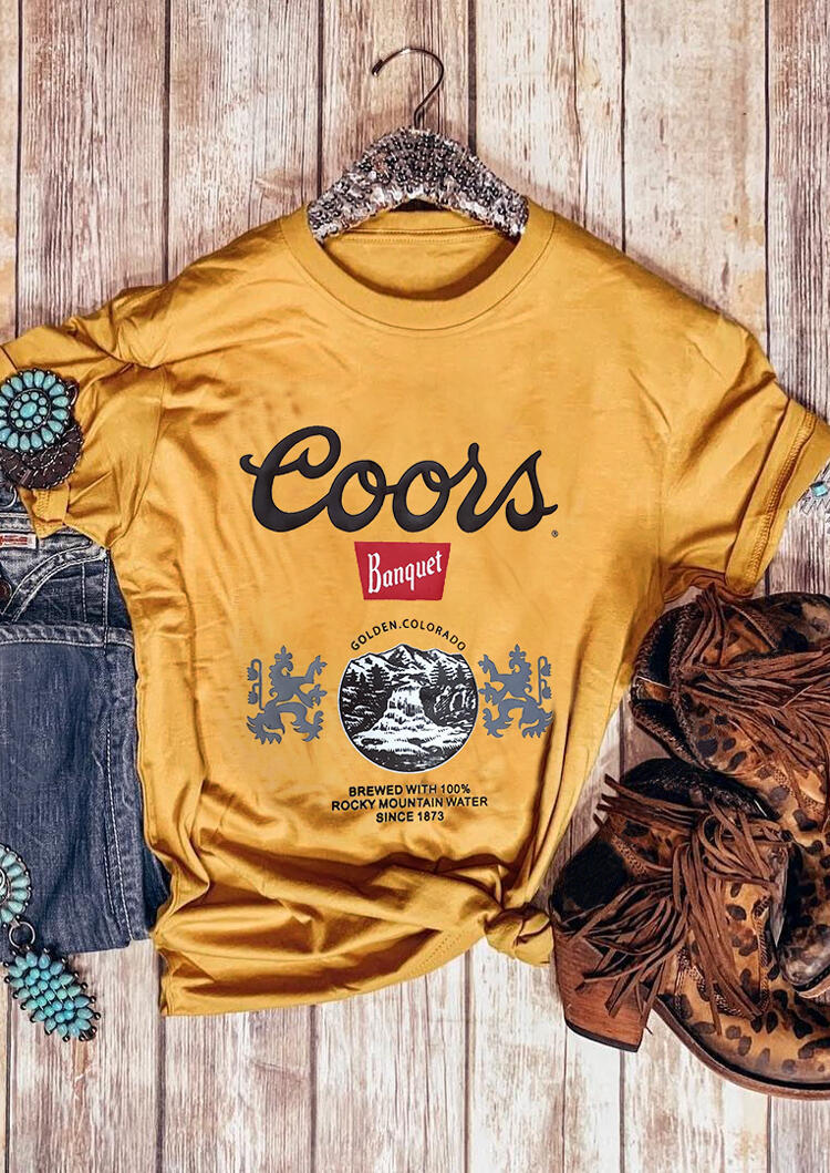 Coors Banquet Beer Vintage T-Shirt Tee - Yellow