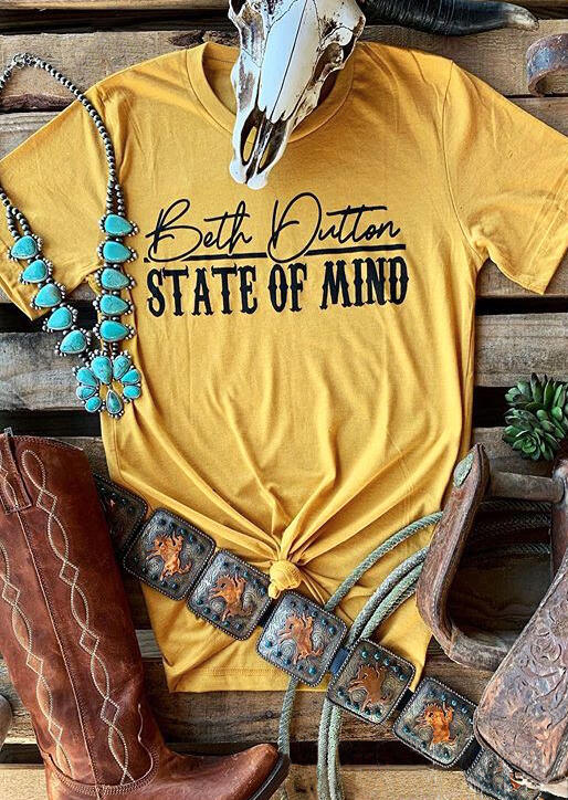 

State Of Mind O-Neck T-Shirt Tee - Yellow, 453061