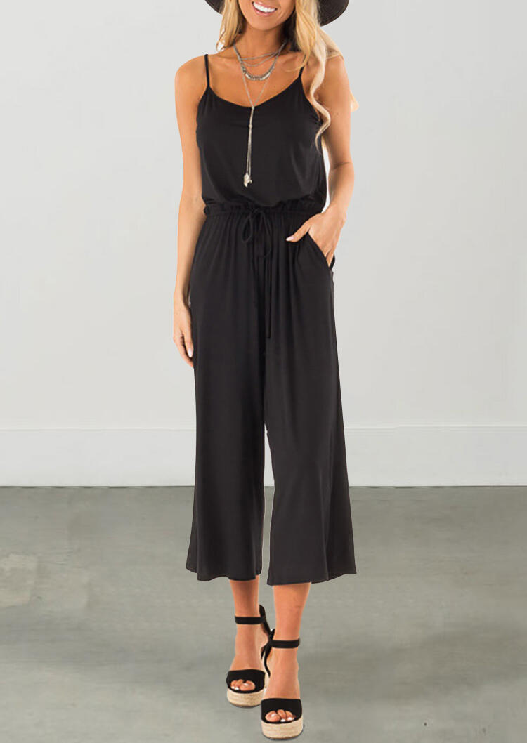 black spaghetti strap jumpsuit