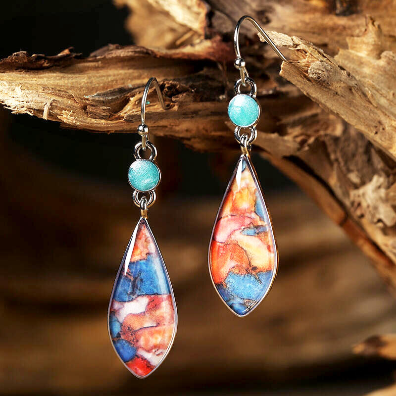 Colorful Drop-Shaped Vintage Earrings