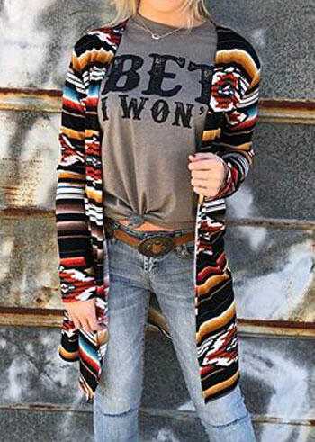 

Aztec Geometric Long Sleeve Cardigan, Multicolor, 434483