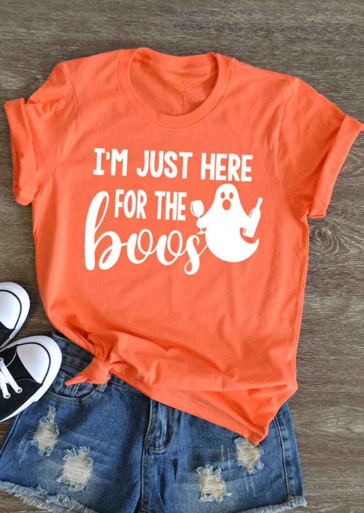 

Halloween I'm Just Here For The Boos T-Shirt Tee - Orange, 454473