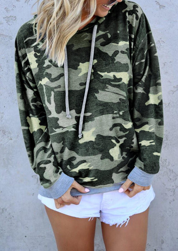 

Camouflage Splicing Long Sleeve Hoodie, 454628