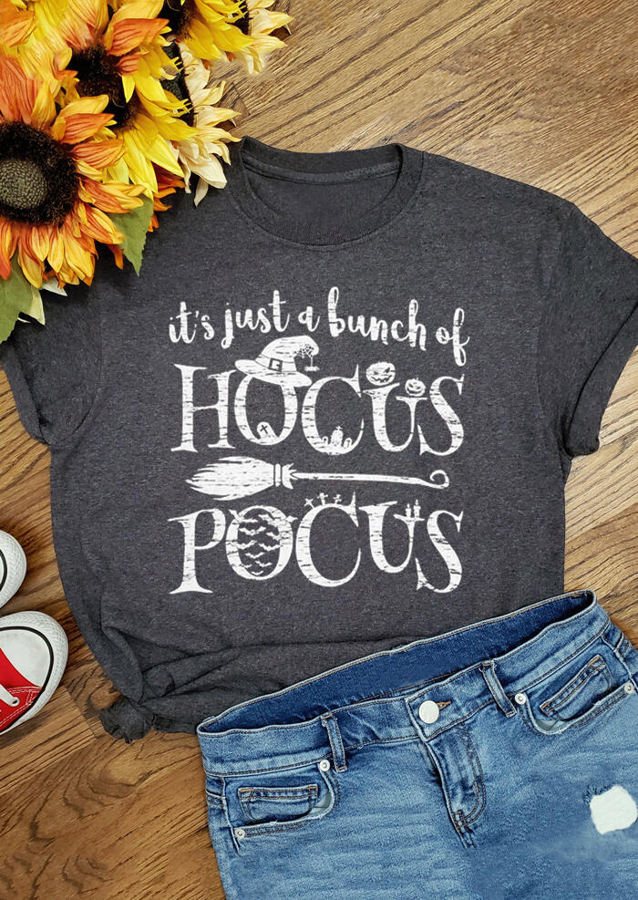 Halloween It's Just A Bunch Of Hocus Pocus T-Shirt Tee - Dark Grey