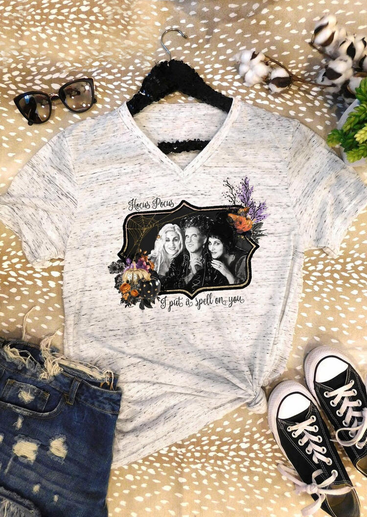 Hocus Pocus I Put A Spell On You T-Shirt Tee - Light Grey