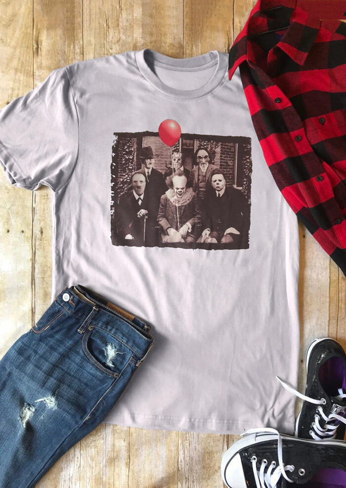 Halloween Horror Movie Character T-Shirt Tee - Light Grey