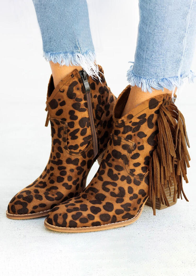 leopard flat boots