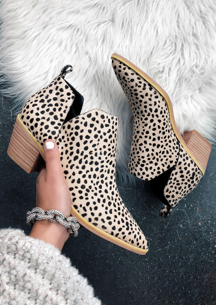 ankle boots with leopard print heel