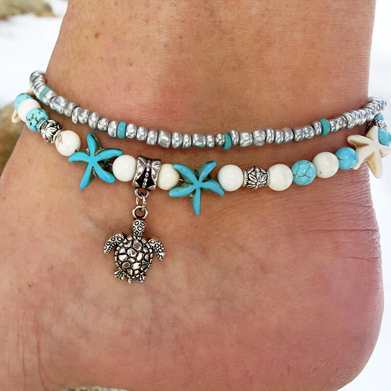 Bohemian Dual-Layered Turtle Beach Anklet