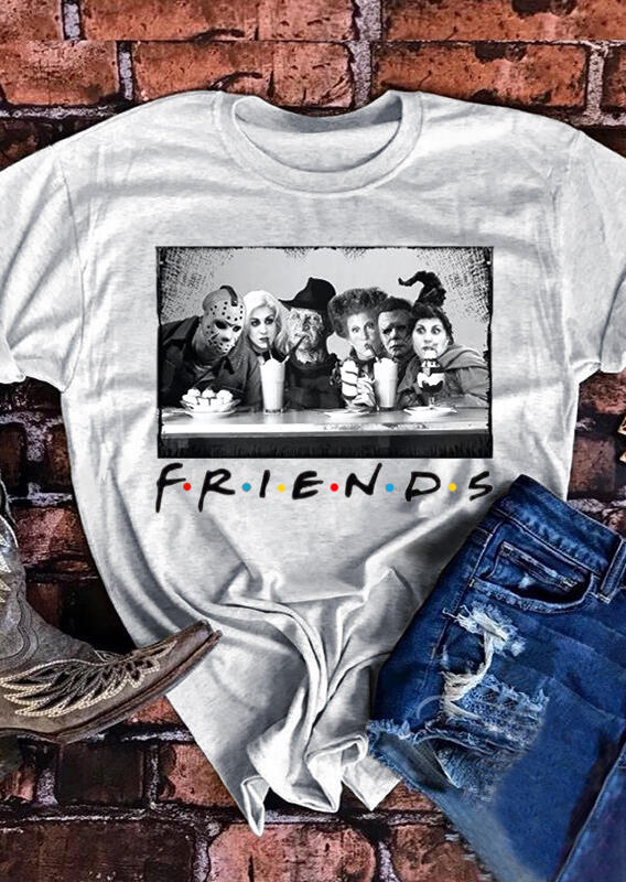 Download Halloween Horror Movie Friends T-Shirt Tee - Light Grey ...