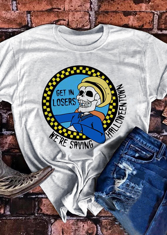 Get In Losers We're Saving Halloweentown T-Shirt Tee - Light Grey