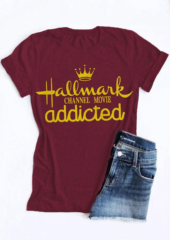 

Letter Graphic T-Shirt Tee - Burgundy, Red, 434027