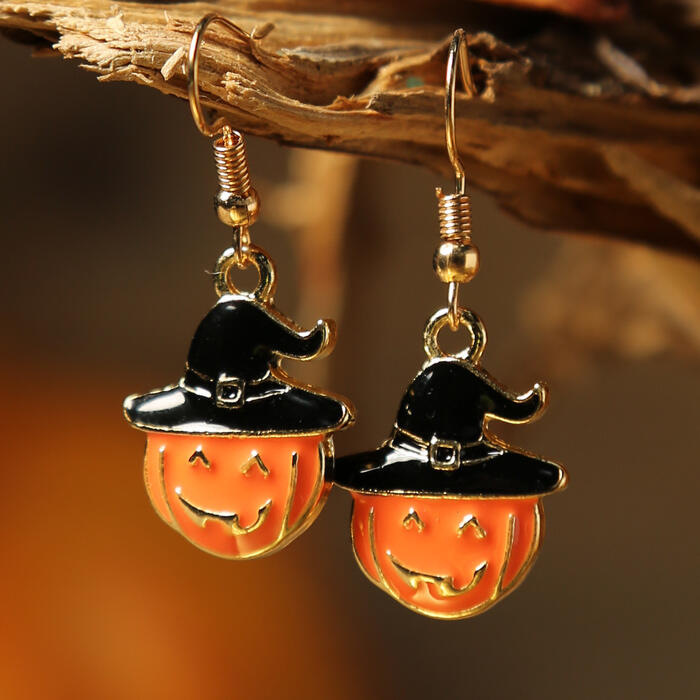 Halloween Pumpkin Face Pendant Earrings