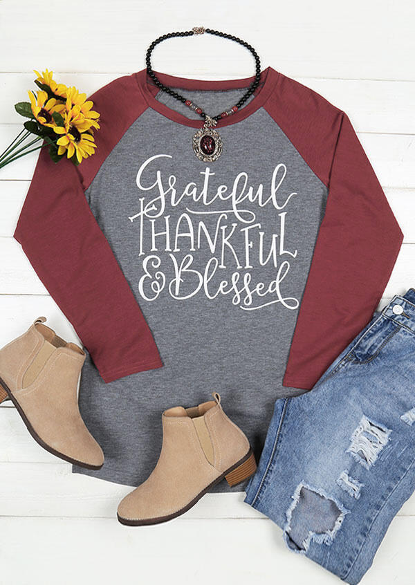 Grateful Thankful & Blessed Baseball T-Shirt