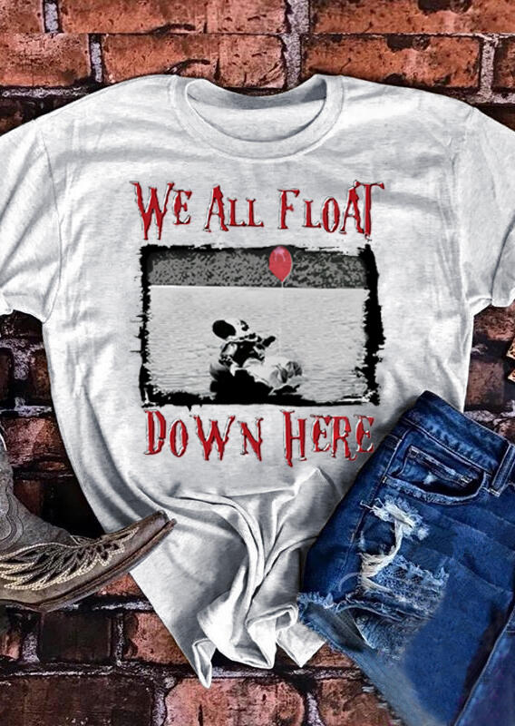 We All Float Down Here T-Shirt Tee - Light Grey