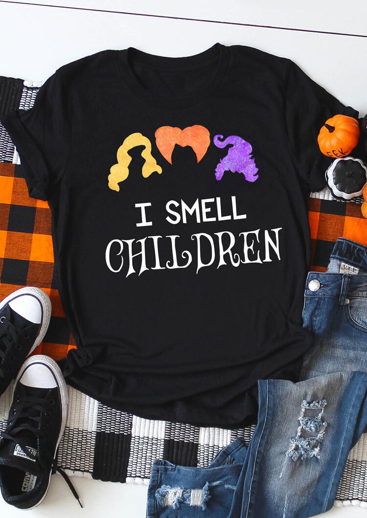 I Smell Children O-Neck T-Shirt Tee - Black