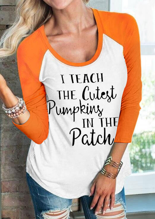 Halloween I Teach The Cutest Pumpkins Baseball T-Shirt Tee - White