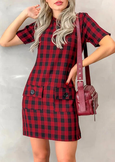 red plaid mini dress