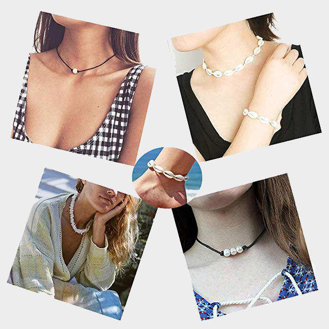 Sea Shell Pearl Choker Necklace Set