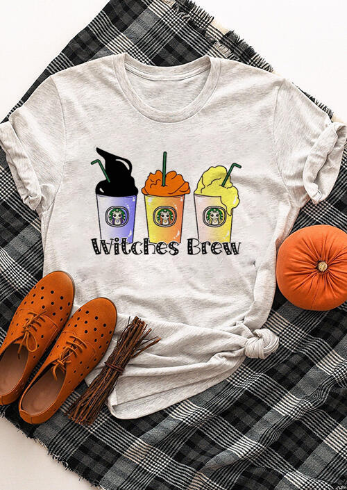 Witches Brew Halloween T-Shirt Tee - Gray