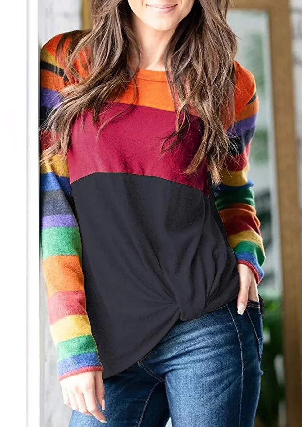 

Color Block O-Neck T-Shirt Tee, Multicolor, 455712