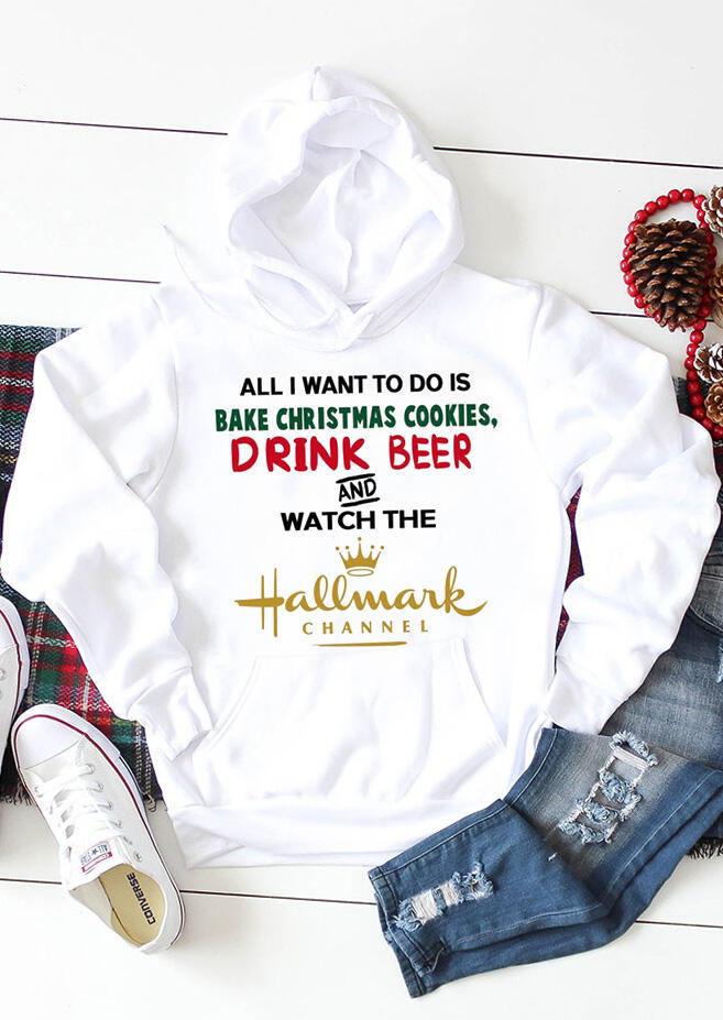 

Drink Beer And Watch The Channel Hoodie - White, 455777
