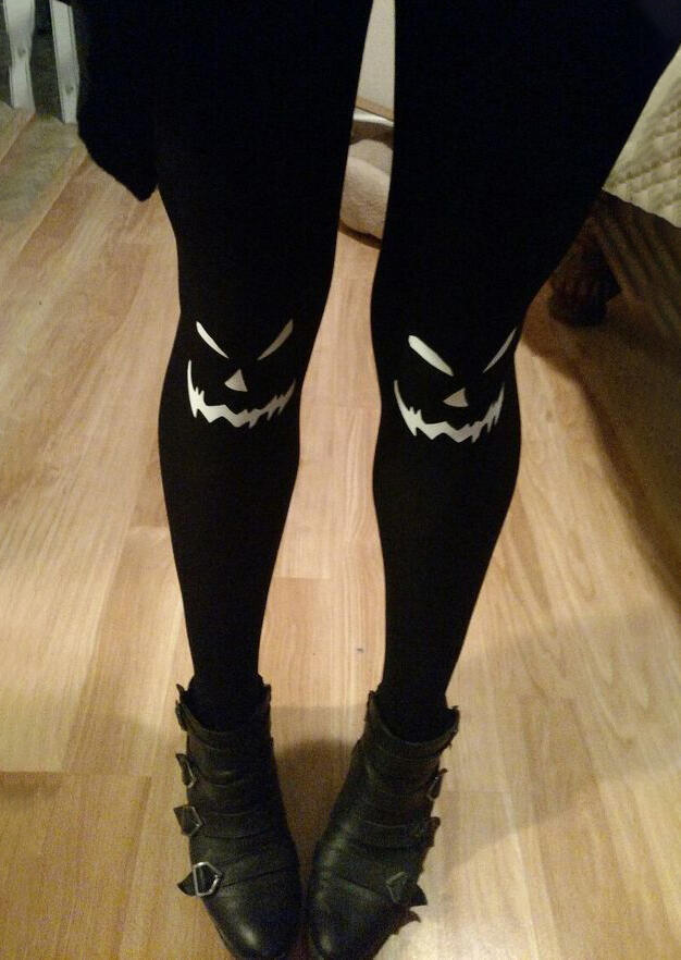 

Halloween Pumpkin Ghost Face Leggings - Black, 455901