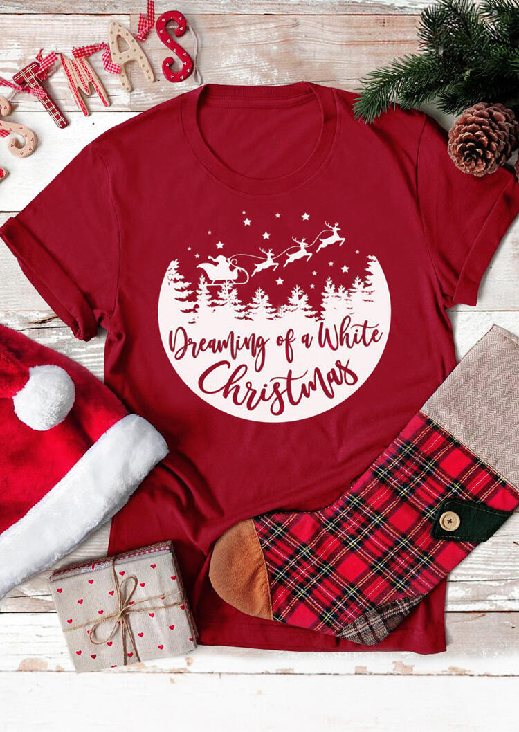 

Dreaming Of A White Christmas T-Shirt Tee - Red, 456027