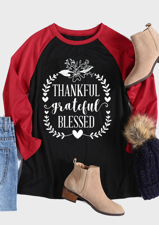 Buy Thankful Grateful Blessed T-Shirt Tee - Black. Picture