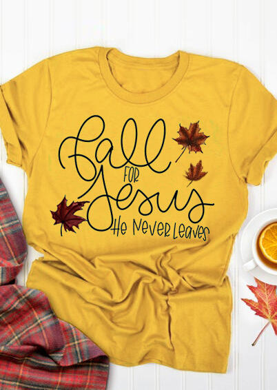 Thanksgiving Fall For Jesus T-Shirt Tee - Yellow