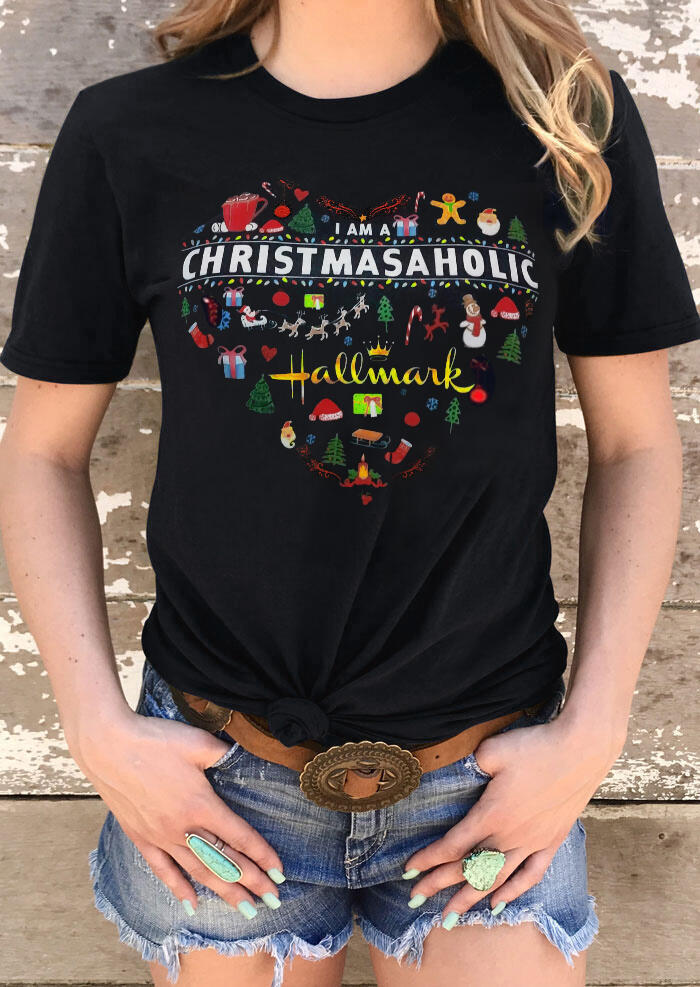 

I Am A Christmasaholic T-Shirt Tee - Black, 456084
