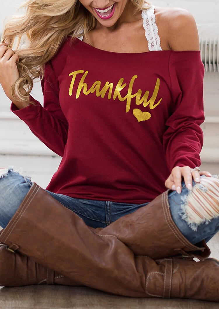 

Thankful Heart Off Shoulder Blouse without Strap - Burgundy, Red, 456362