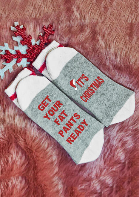 

Get Your Fat Pants Ready It's Christmas Socks, Gray, 456077
