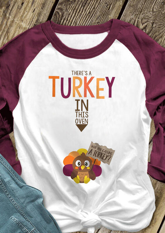 Women There's A Turkey In This Oven T-Shirt Tee - White