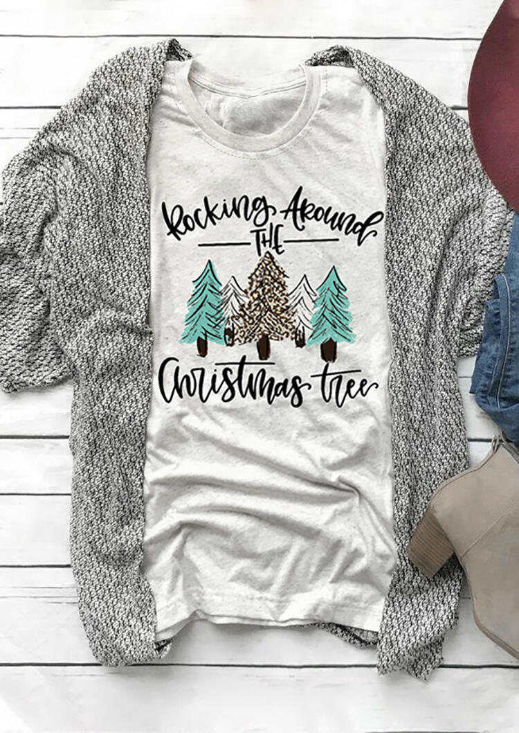 Rocking Around The Christmas Tree T-Shirt Tee - Gray