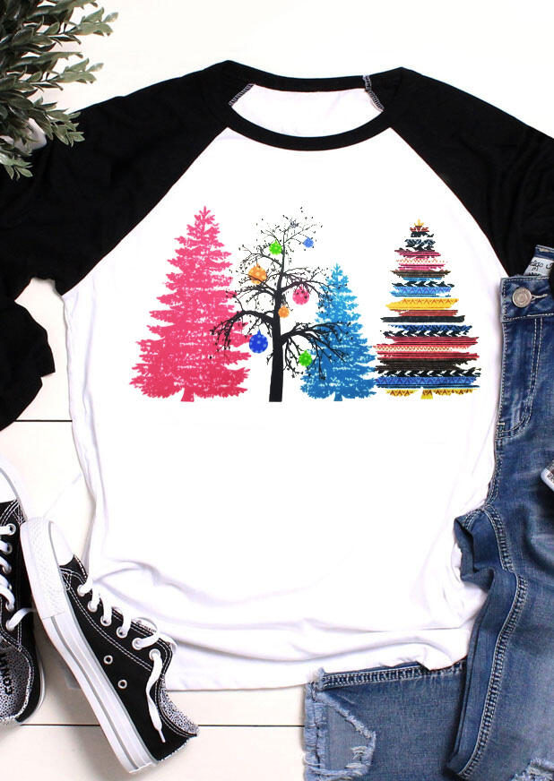 

Colorful Christmas Tree T-Shirt Tee - White, 456937