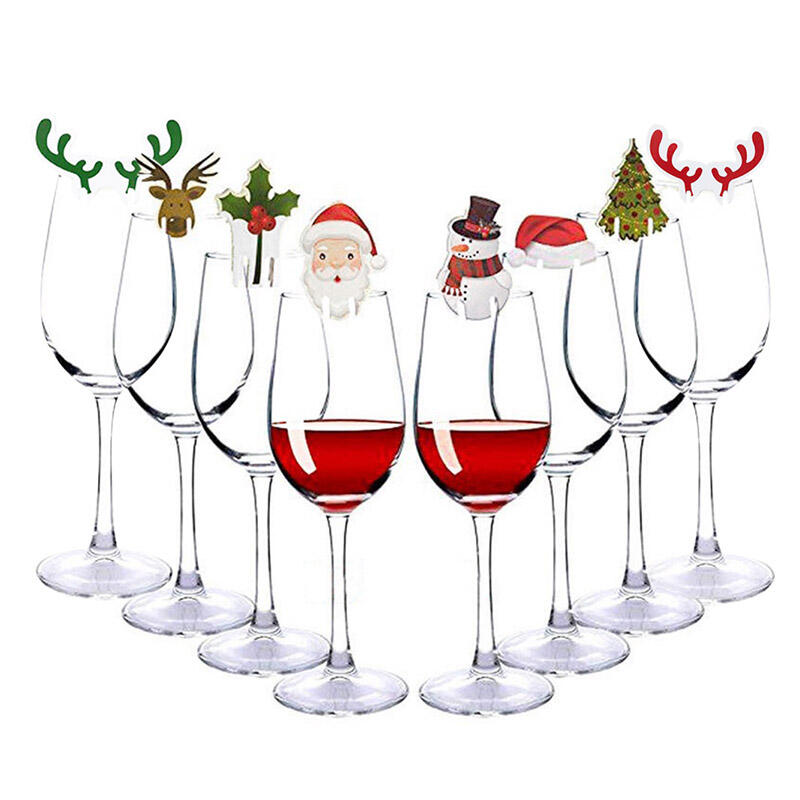 

8 Pcs Snowman Santa Claus Christmas Glass Decoration, Pattern1, 456955