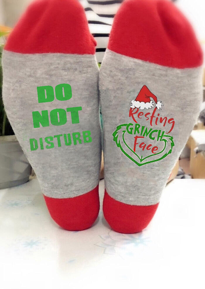 Christmas Do Not Disturb Resting Grinch Face Socks