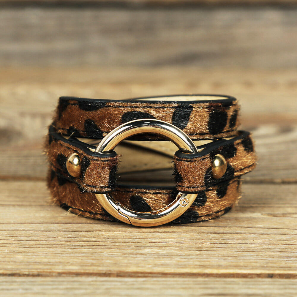 Leopard Printed Adjustable Wide Leather Bracelet
