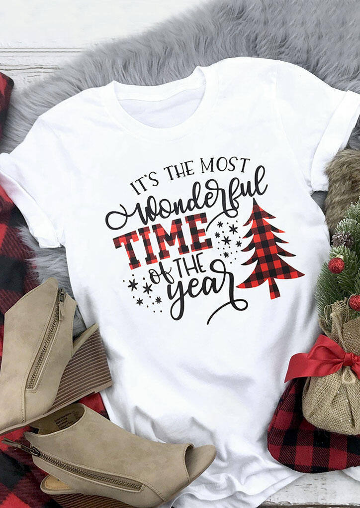 Christmas Wonderful Time Of The Year T-Shirt Tee - White