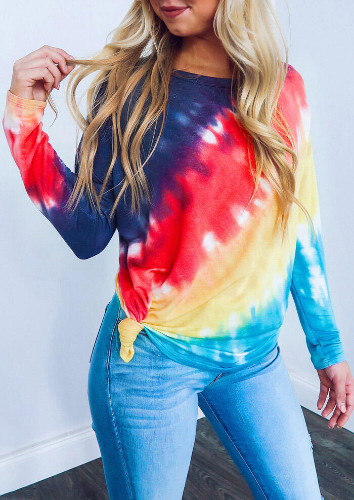Tie Dye Color Block T-Shirt Tee - Multicolor
