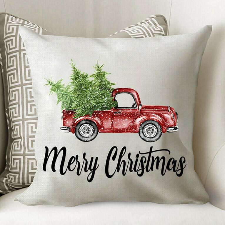 

Tree Car Merry Christmas Pillowcase, Beige, 457830